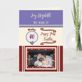 Tarjeta Fotografía púrpura de 40 años de la esposa ruby