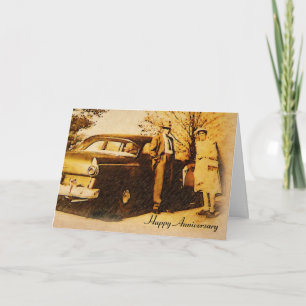 Tarjeta Fotografía Vintage Feliz Aniversario Pareja
