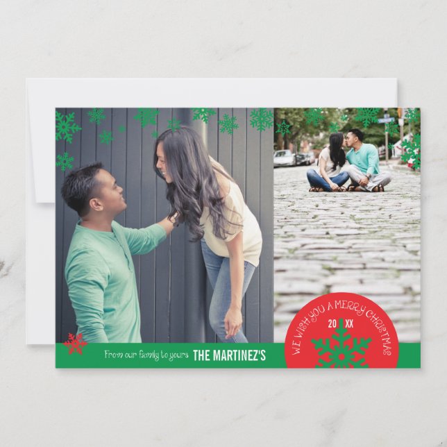 Tarjeta fotográfica 5x7 2 Photo Snowflake (Anverso)