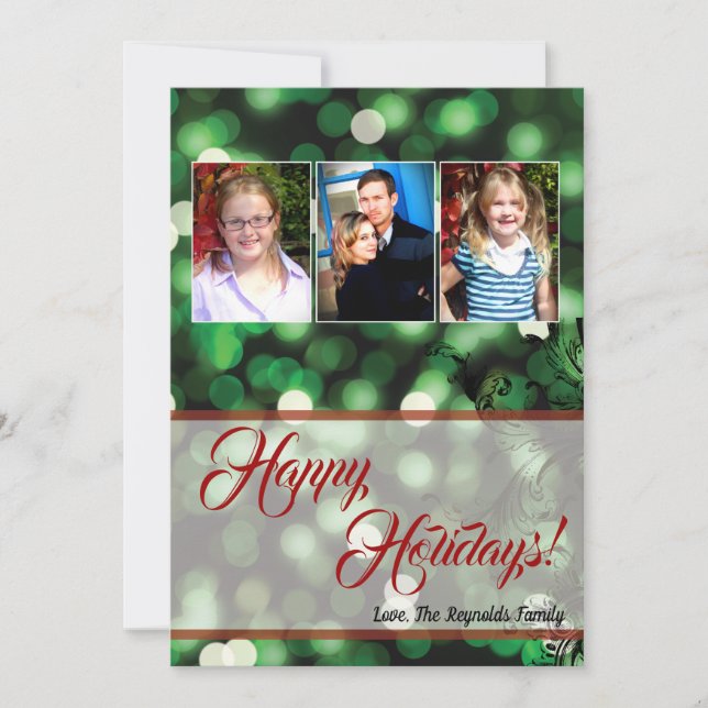 Tarjeta fotográfica 5x7 para Navidades XMAS Green  (Anverso)