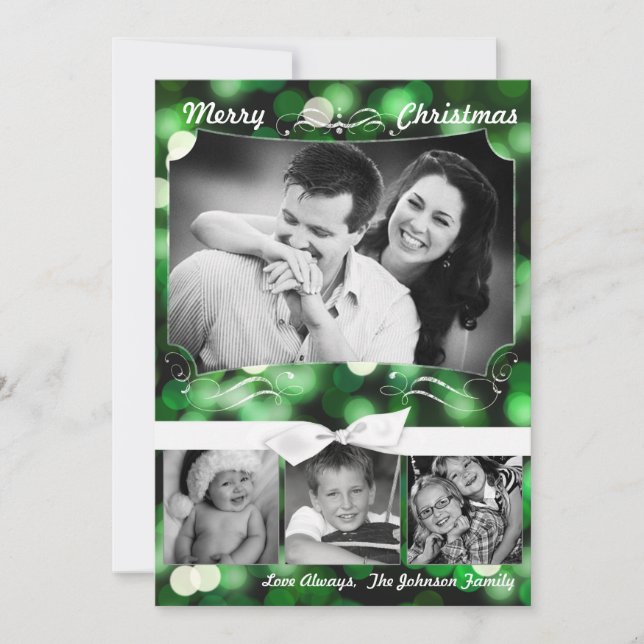 Tarjeta fotográfica 5x7 para Navidades XMAS Green  (Anverso)