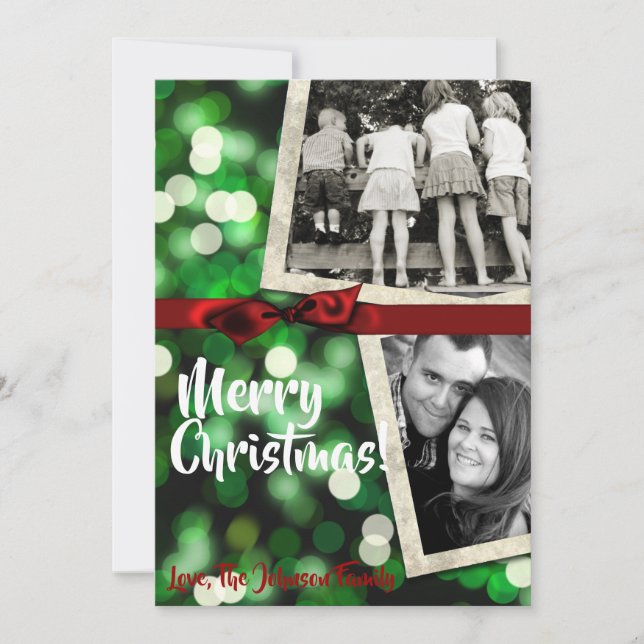 Tarjeta fotográfica 5x7 para Navidades XMAS Green  (Anverso)