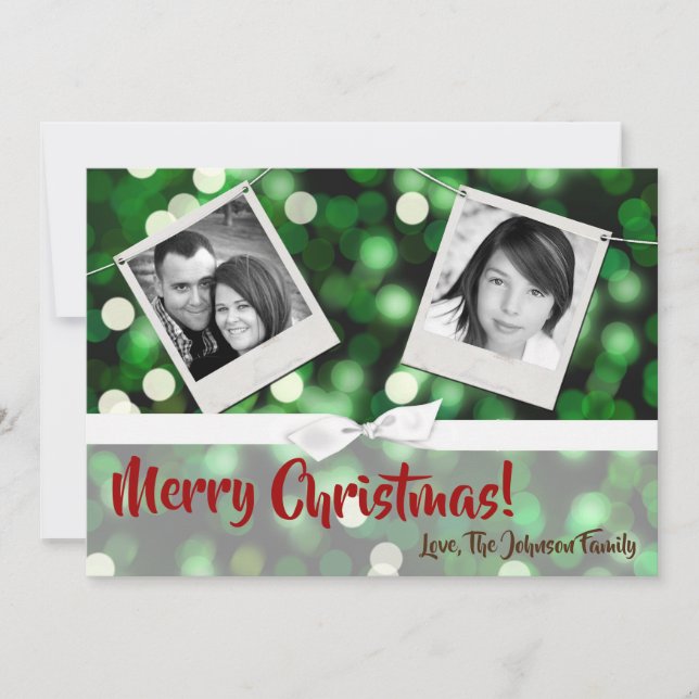 Tarjeta fotográfica 5x7 para Navidades XMAS Green  (Anverso)