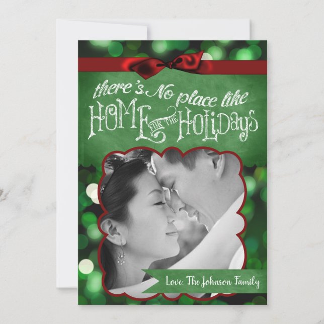 Tarjeta fotográfica 5x7 para Navidades XMAS Green  (Anverso)