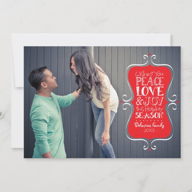 Tarjeta fotográfica 5x7 Peace, Love & Joy Frame (Anverso)