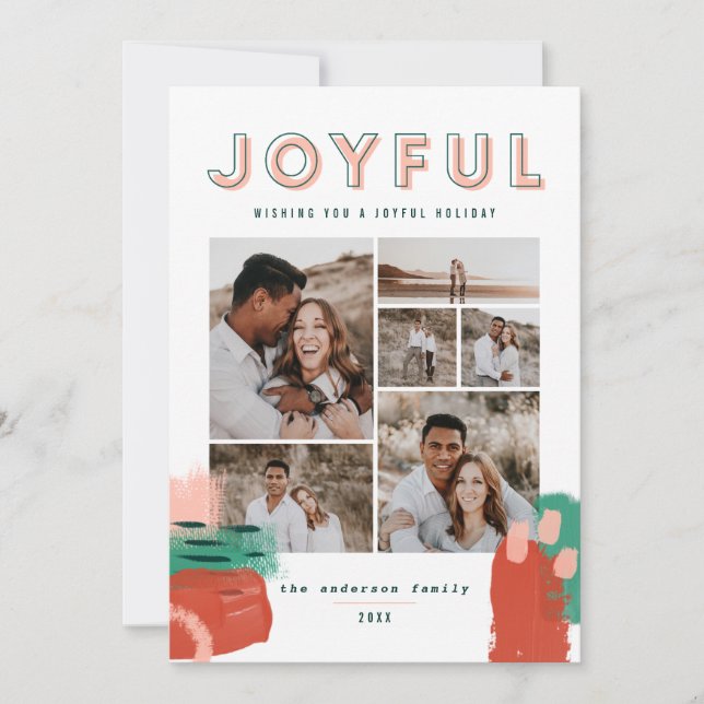 Tarjeta fotográfica abstracta roja, rosa + verde a (Anverso)