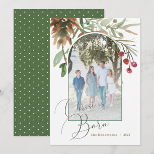 Tarjeta fotográfica acuarela de Cristo es Navidad