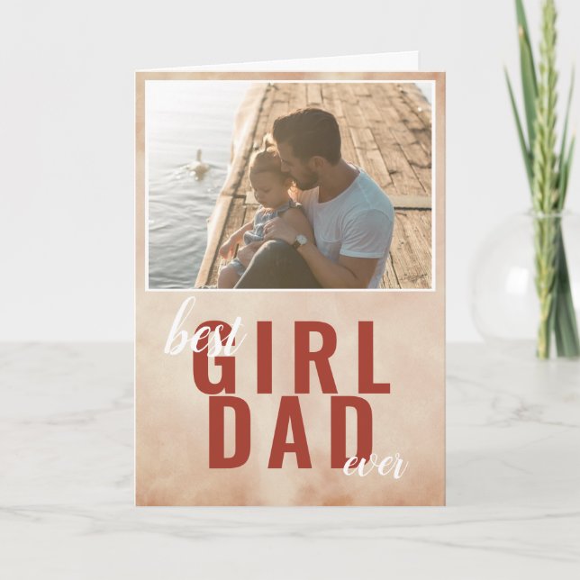 Tarjeta fotográfica acuarela mejor Chica papá padr (Anverso)