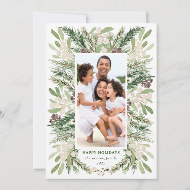 Tarjeta fotográfica acuarela Navidades Florals Hol (Anverso)