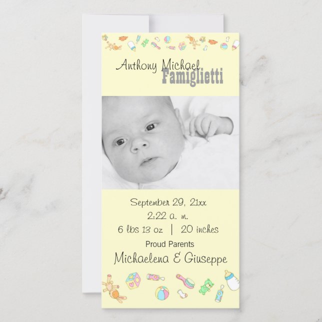 Tarjeta fotográfica amarilla de Personalizable de  (Anverso)