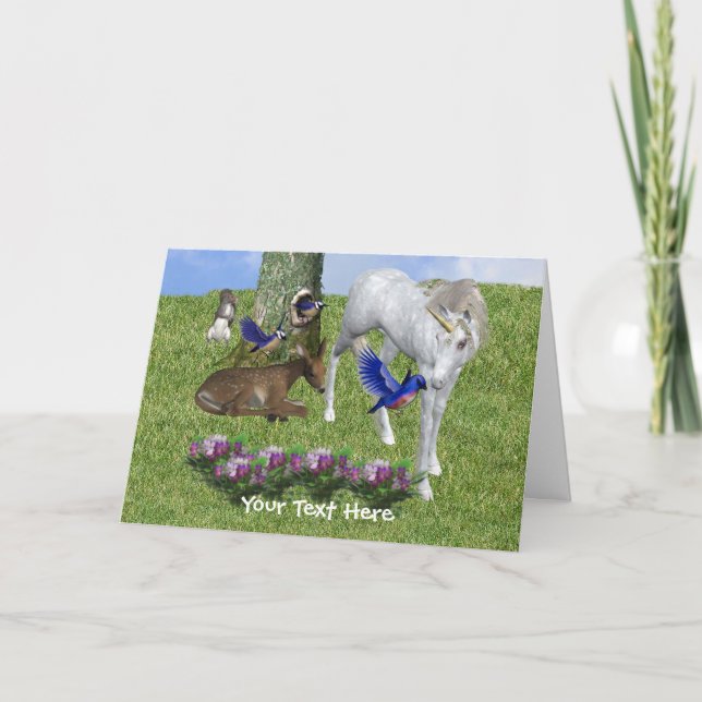 Tarjeta fotográfica Animal De Unicornio Blanco Y A (Anverso)