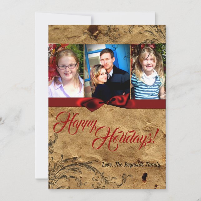 Tarjeta fotográfica antigua de 5 x 7 Navidades sin (Anverso)