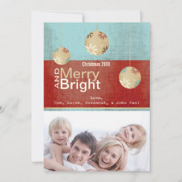 Tarjeta fotográfica Aqua y Red Merry y Bright Fami