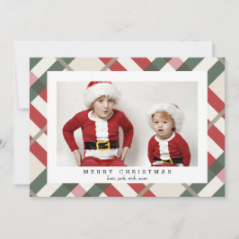 Tarjeta fotográfica Beige Tartan Plaid para Navida