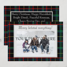Tarjeta fotográfica Bellada Plaid de Navidad