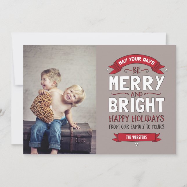Tarjeta fotográfica Big Bright & Merry Holiday (Anverso)