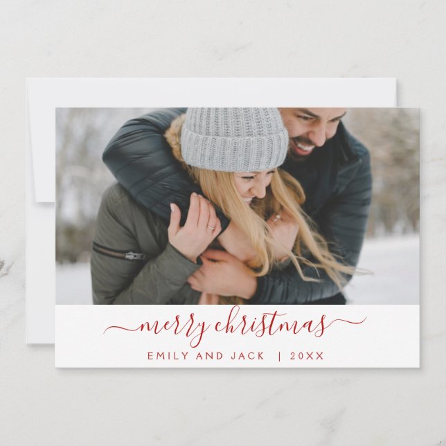 Tarjeta fotográfica Black and White Merry Christma (Anverso)