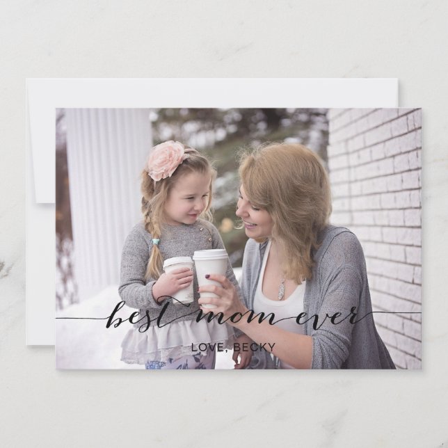 Tarjeta fotográfica Black Mod Calligraphy Mother's (Anverso)