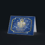 Tarjeta fotográfica Blue and Gold Hanukkah<br><div class="desc">Envíe tarjetas de felicitación personalizado esta temporada de vacaciones personalizadas con su foto favorita, nombres y saludos también, su elección del tamaño de la tarjeta.Diseñado por Freepik).Diseñado por Freepik). () La tarjeta es fácil de personalizar con su texto, tipo de letra, color de letra.() ¿No es exactamente lo que buscas?...</div>