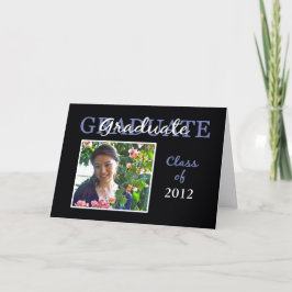 Tarjeta fotográfica Blue/Black Graduation Felicita