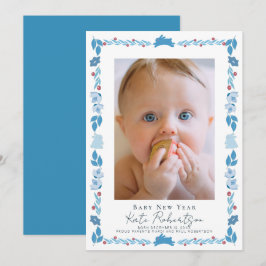 Tarjeta fotográfica Blue Bunny Folny Art Baby New