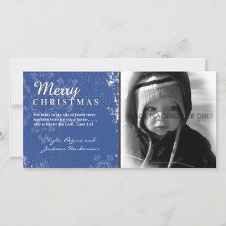 Tarjeta fotográfica Blue Grunge Christmas