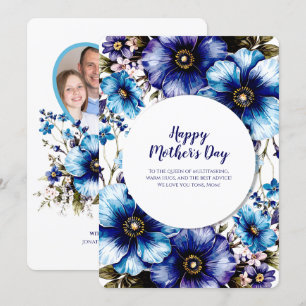 Tarjeta fotográfica Blue Purple Floral Día de la M