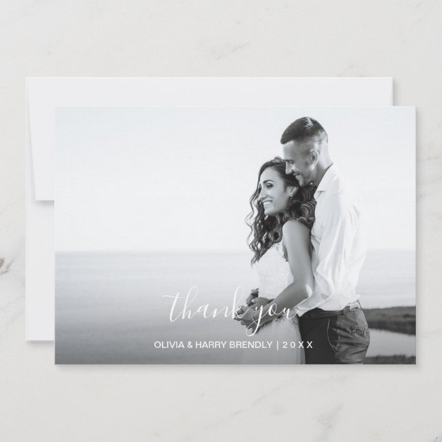 Tarjeta fotográfica Boda con carta manual - Guión  (Anverso)