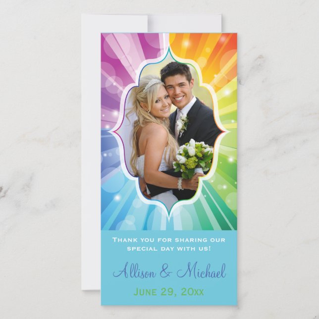 Tarjeta fotográfica Boda con colores arcoiris a ra (Anverso)