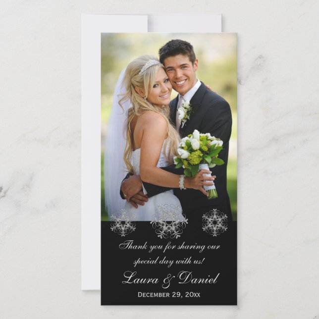 Tarjeta fotográfica Boda de la nieve negra y plate (Anverso)