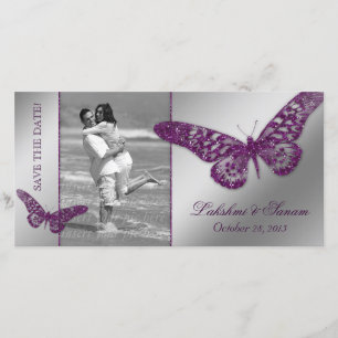 Tarjeta fotográfica boda Guardar la fecha mariposa