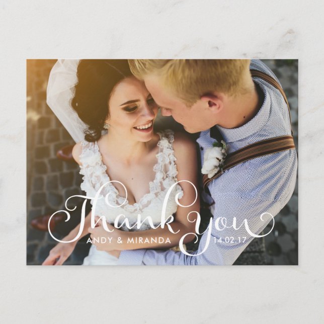 Tarjeta fotográfica boda postal elegante tarjeta ú (Anverso)