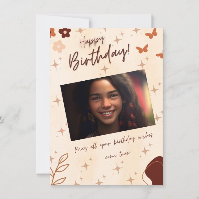 Tarjeta fotográfica Boho Birthday (Anverso)