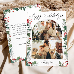 Tarjeta fotográfica Boho Moda Happy Holidays con m