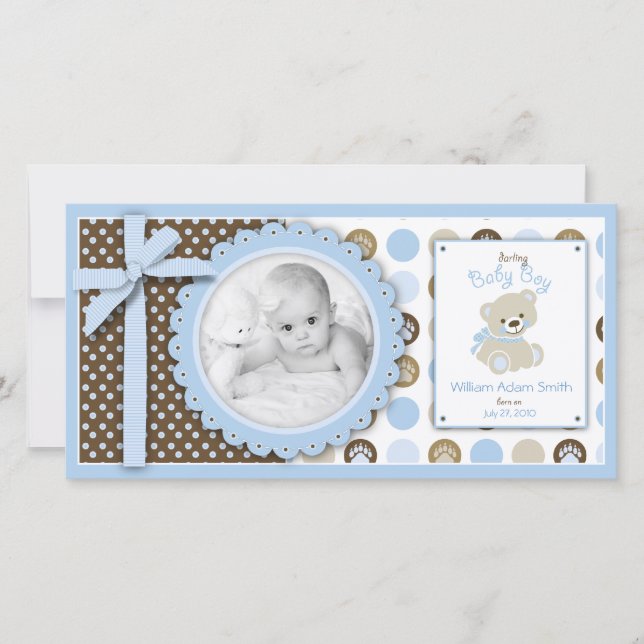 Tarjeta fotográfica Boy Teddy Bear (Anverso)