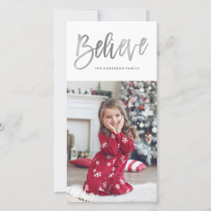 Tarjeta fotográfica Brushed Believe Silver Holiday