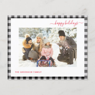 Tarjeta fotográfica Budget Happy Holiday Plaid Mod