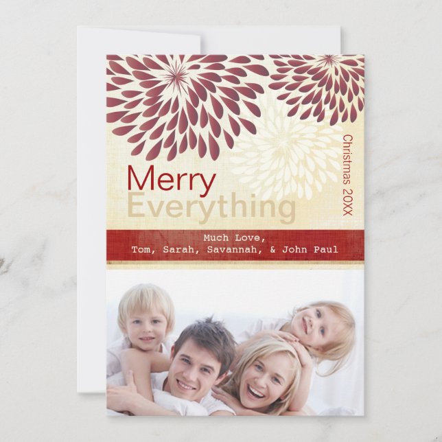 Tarjeta fotográfica Burgundy Red Merry Everything (Anverso)