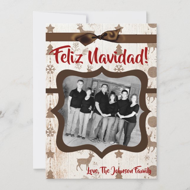 Tarjeta fotográfica Burlap Deer Doe Buck Navidades (Anverso)