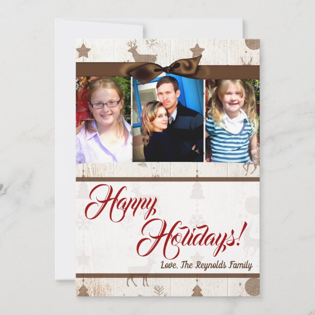 Tarjeta fotográfica Burlap Deer Doe Buck Navidades (Anverso)