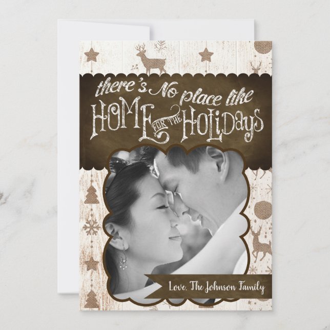 Tarjeta fotográfica Burlap Deer Doe Buck Navidades (Anverso)