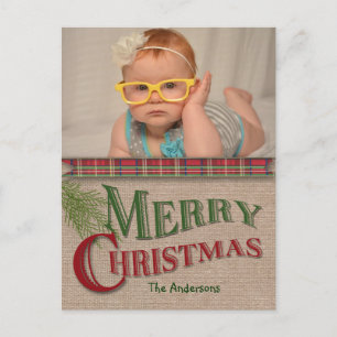 Tarjeta fotográfica Burlap y Red Planteada