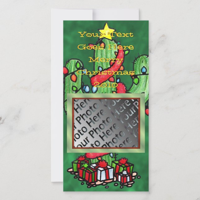 Tarjeta fotográfica Cactus para navidades (Anverso)