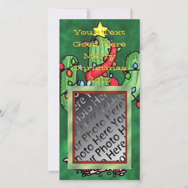 Tarjeta fotográfica Cactus para navidades (Anverso)