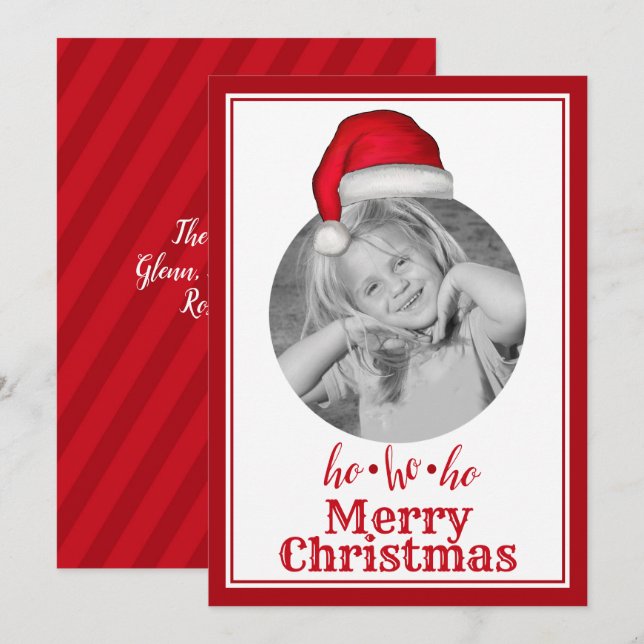 Tarjeta fotográfica caprichosa de Santa Navidad 1  (Anverso / Reverso)