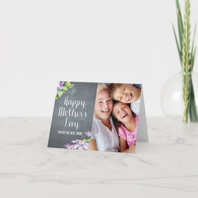 Tarjeta fotográfica Chalkboard BloomMothers Day (Anverso)