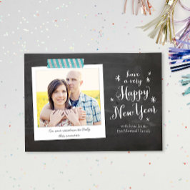 Tarjeta fotográfica Chalkboard Happy New Year
