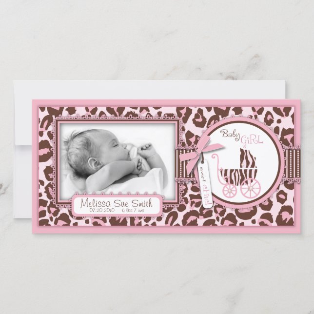 Tarjeta fotográfica Cheetah Chica Rosa (Anverso)