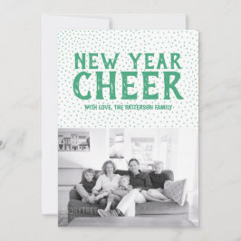 Tarjeta fotográfica "Cheque" de Año Nuevo | Verde