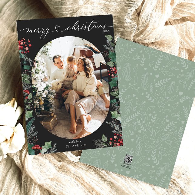 Tarjeta fotográfica Classic Black Merry Christmas (Subido por el creador)